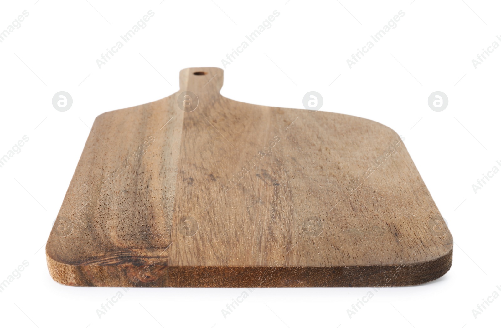 Photo of One wooden cutting board on white background