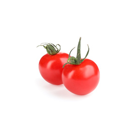 Photo of Fresh ripe organic tomatoes isolated on white