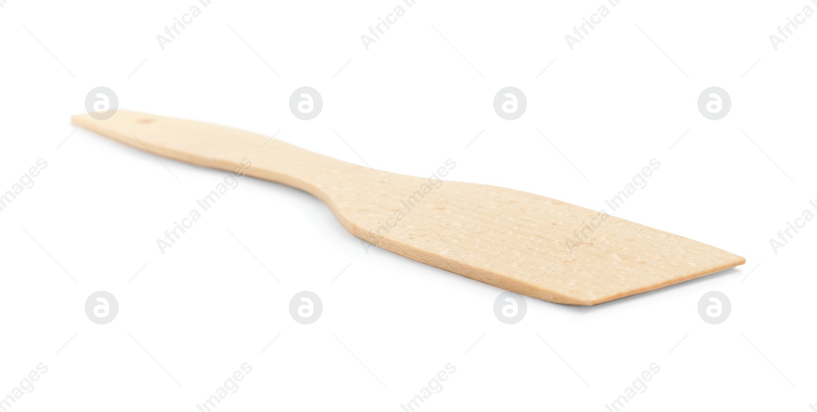 Photo of Wooden spatula isolated on white. Cooking utensil