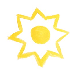 Photo of Child's painting of sun on white background