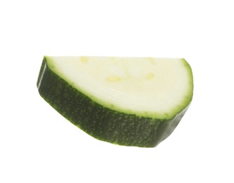 Photo of Piece of green ripe zucchini isolated on white