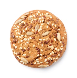 Grain cereal cookie on white background. Healthy snack