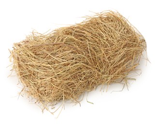 Photo of Small dried hay bale on white background