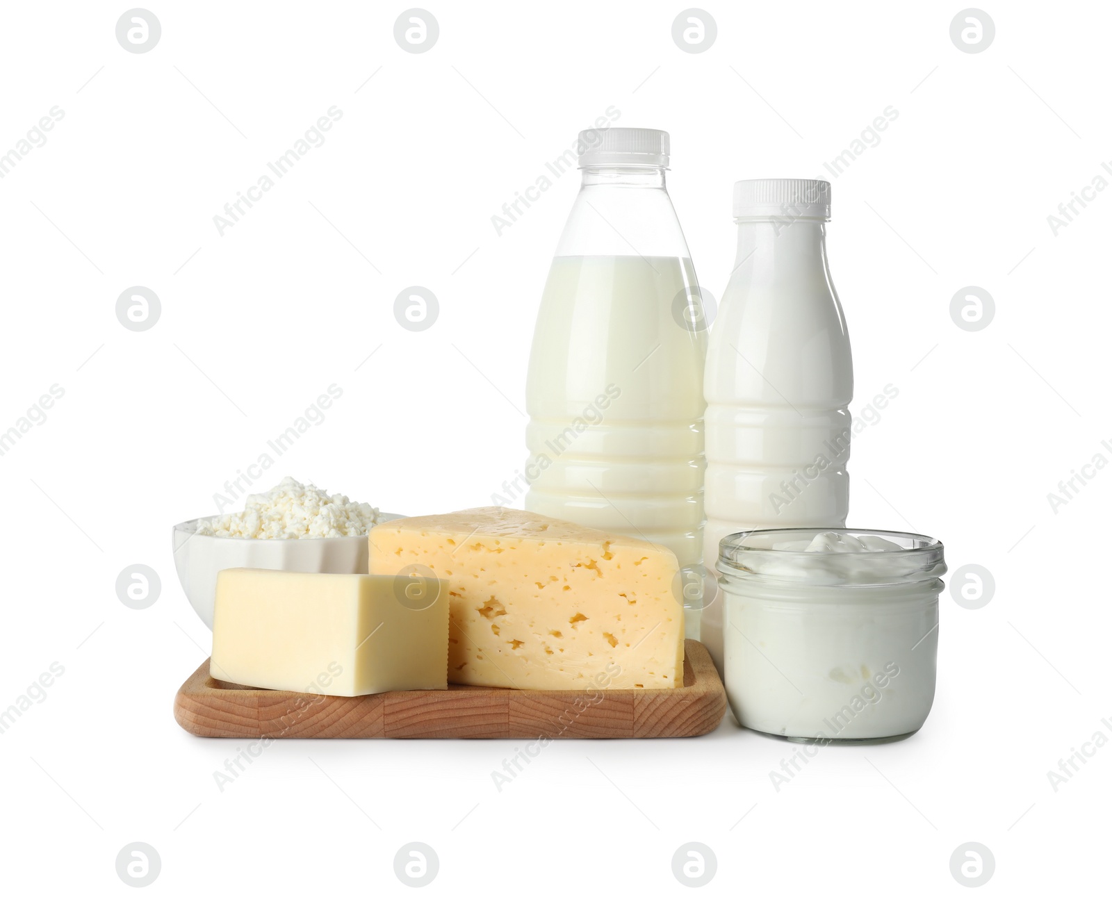 Photo of Different lactose free products isolated on white