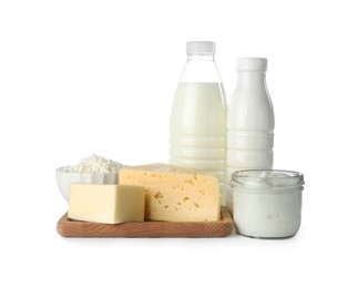 Photo of Different lactose free products isolated on white