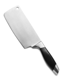 Photo of Sharp cleaver knife isolated on white. Kitchen utensil