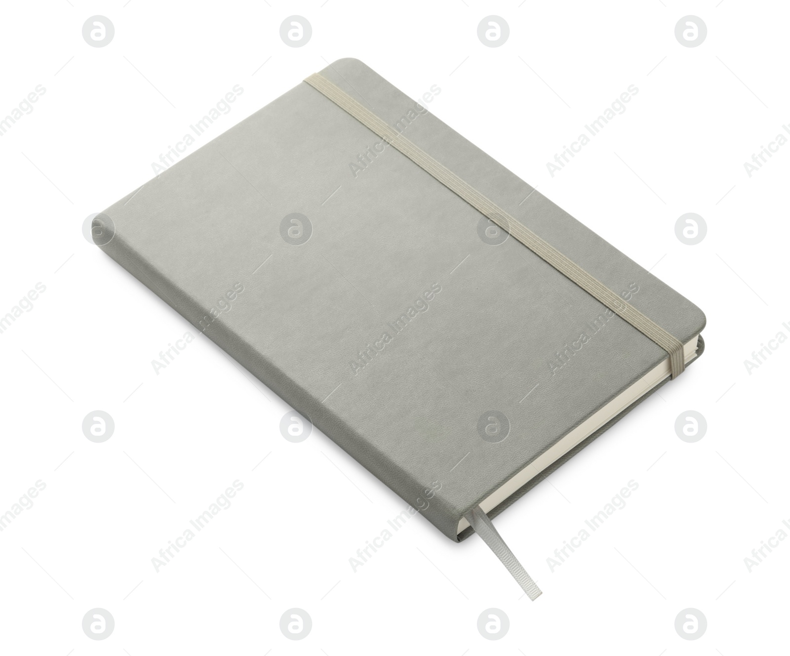 Photo of Closed grey office notebook isolated on white