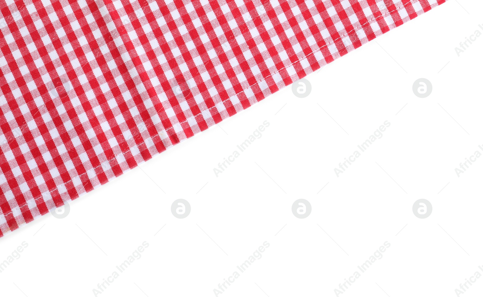 Photo of Classic red checkered tablecloth isolated on white, top view