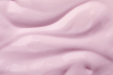 Photo of Tasty organic yogurt as background, top view