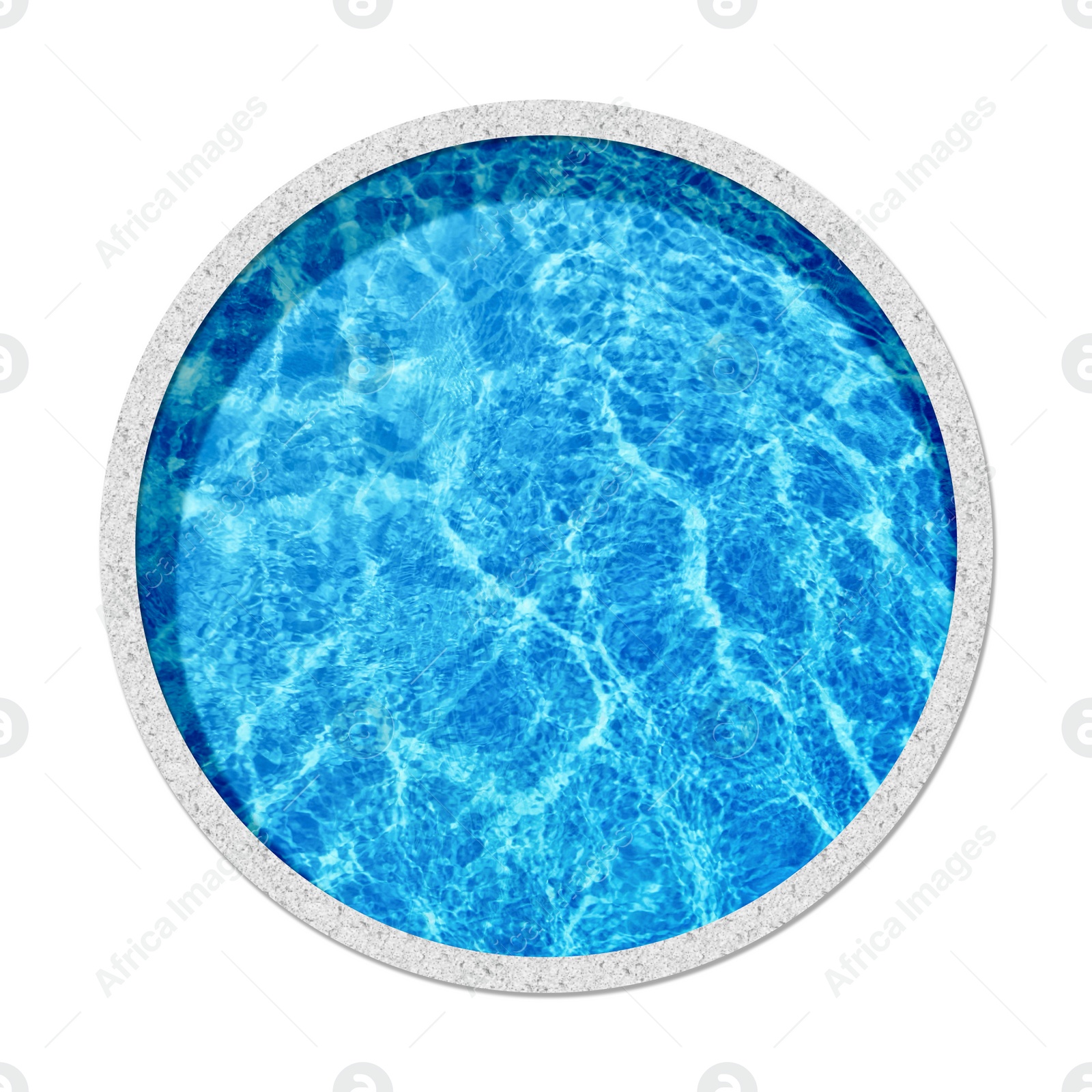 Image of Round swimming pool on white background, top view