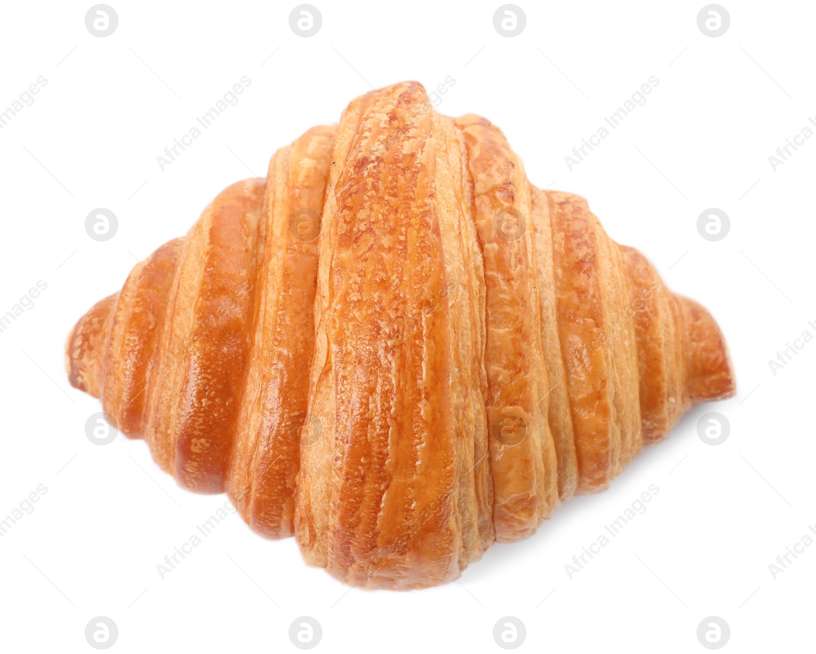 Photo of Delicious croissant isolated on white, top view. Fresh pastry