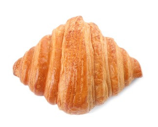 Delicious croissant isolated on white, top view. Fresh pastry