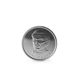 Ukrainian coin on white background. National currency