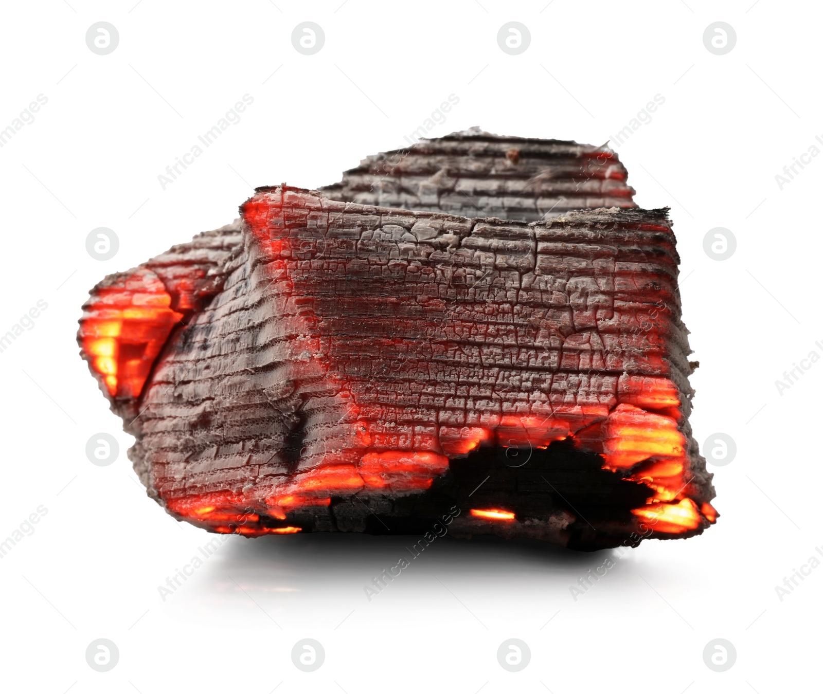 Photo of Piece of smoldering coal on white background