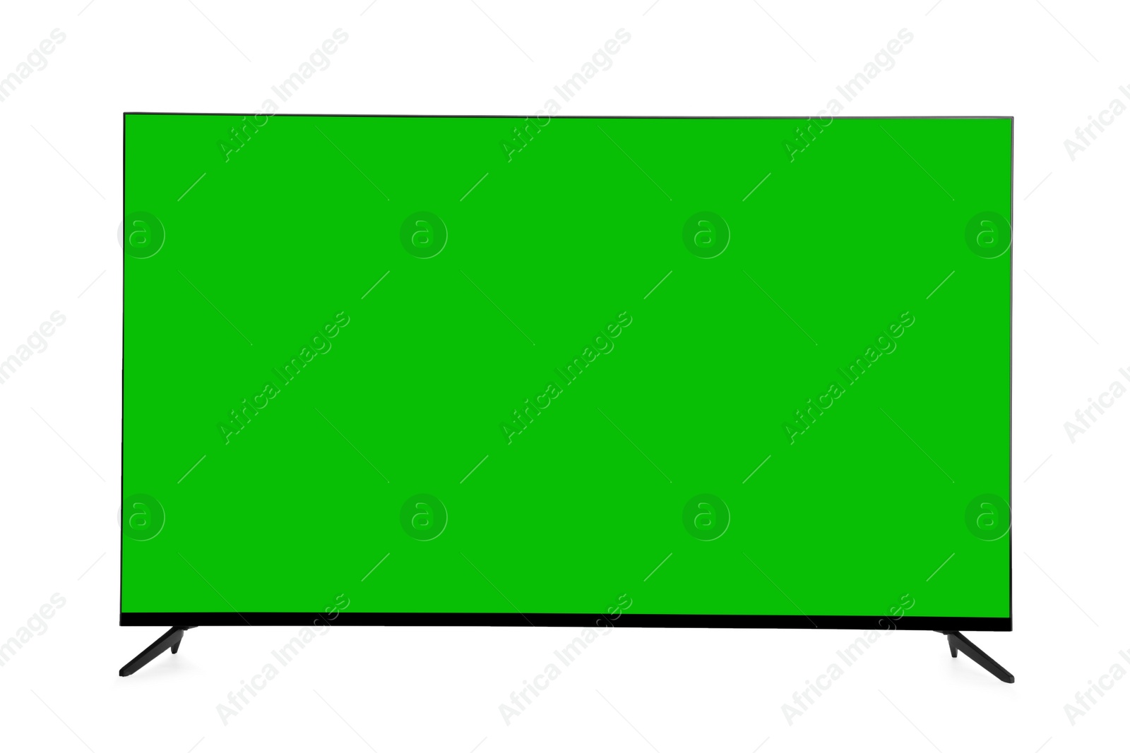 Image of Wide TV with blank green screen isolated on white