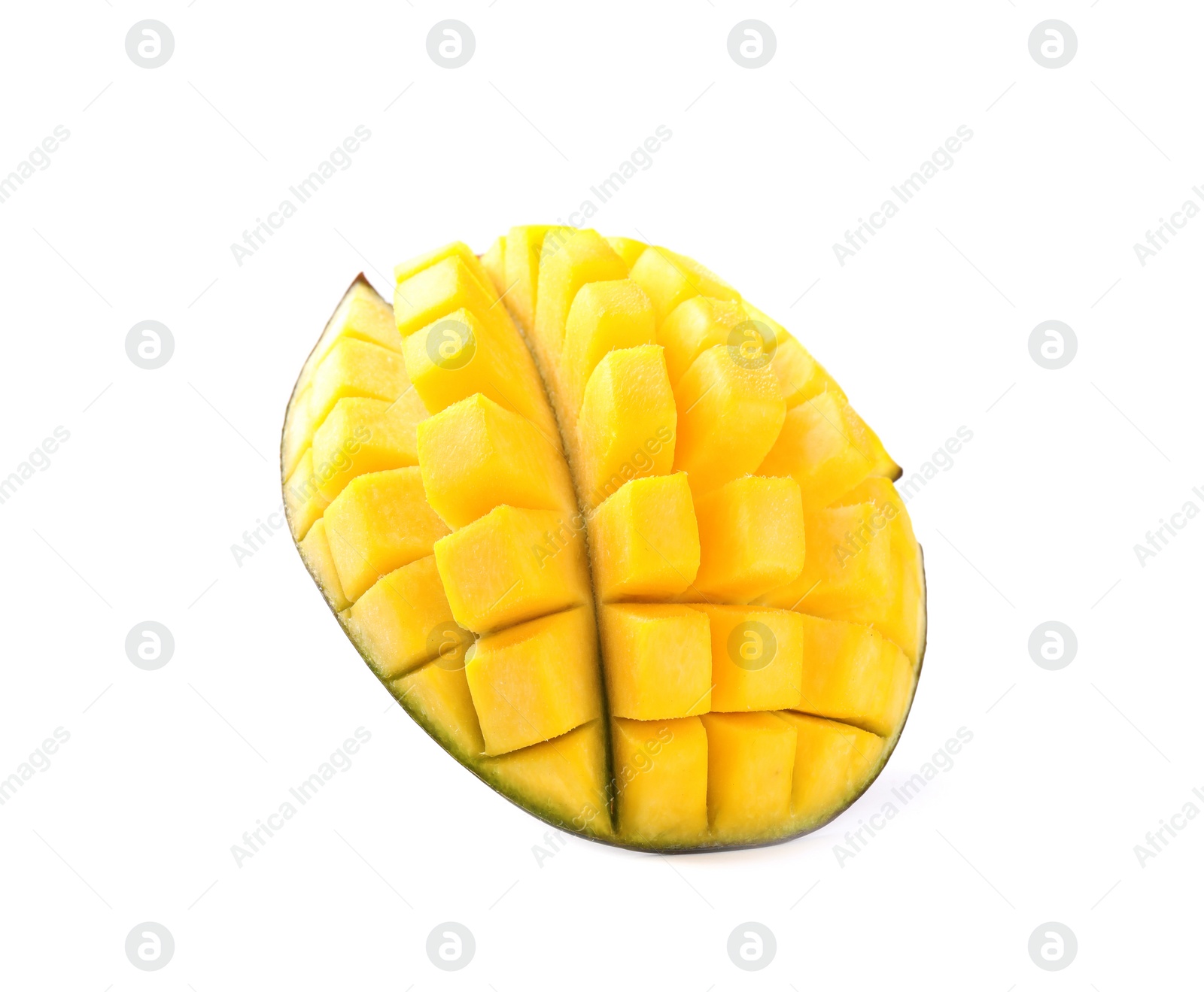 Photo of Fresh juicy mango half isolated on white