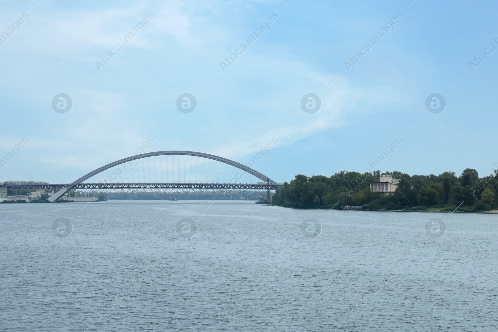 Photo of Beautiful view of modern bridge over river