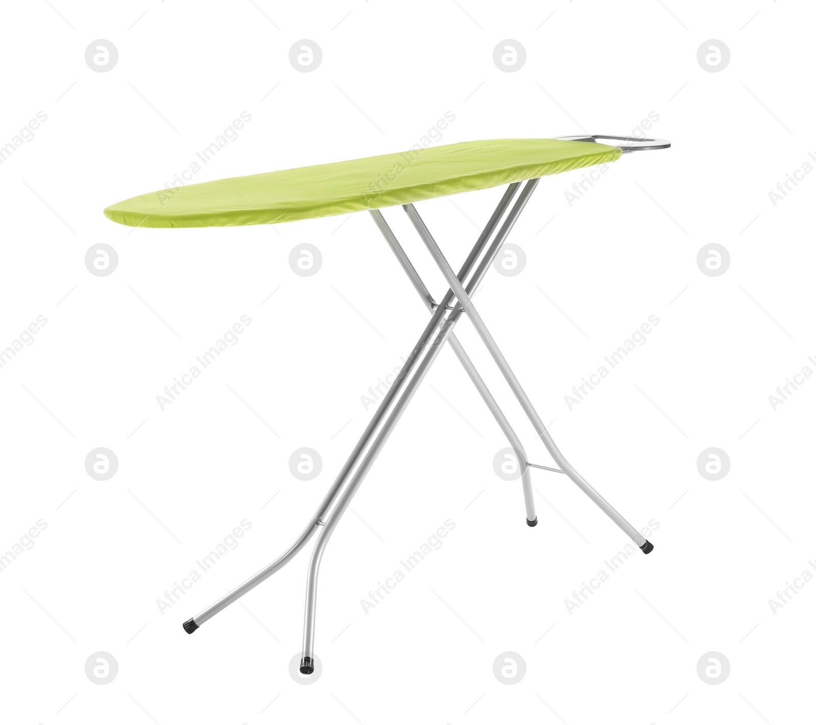 Photo of Modern empty ironing board on white background