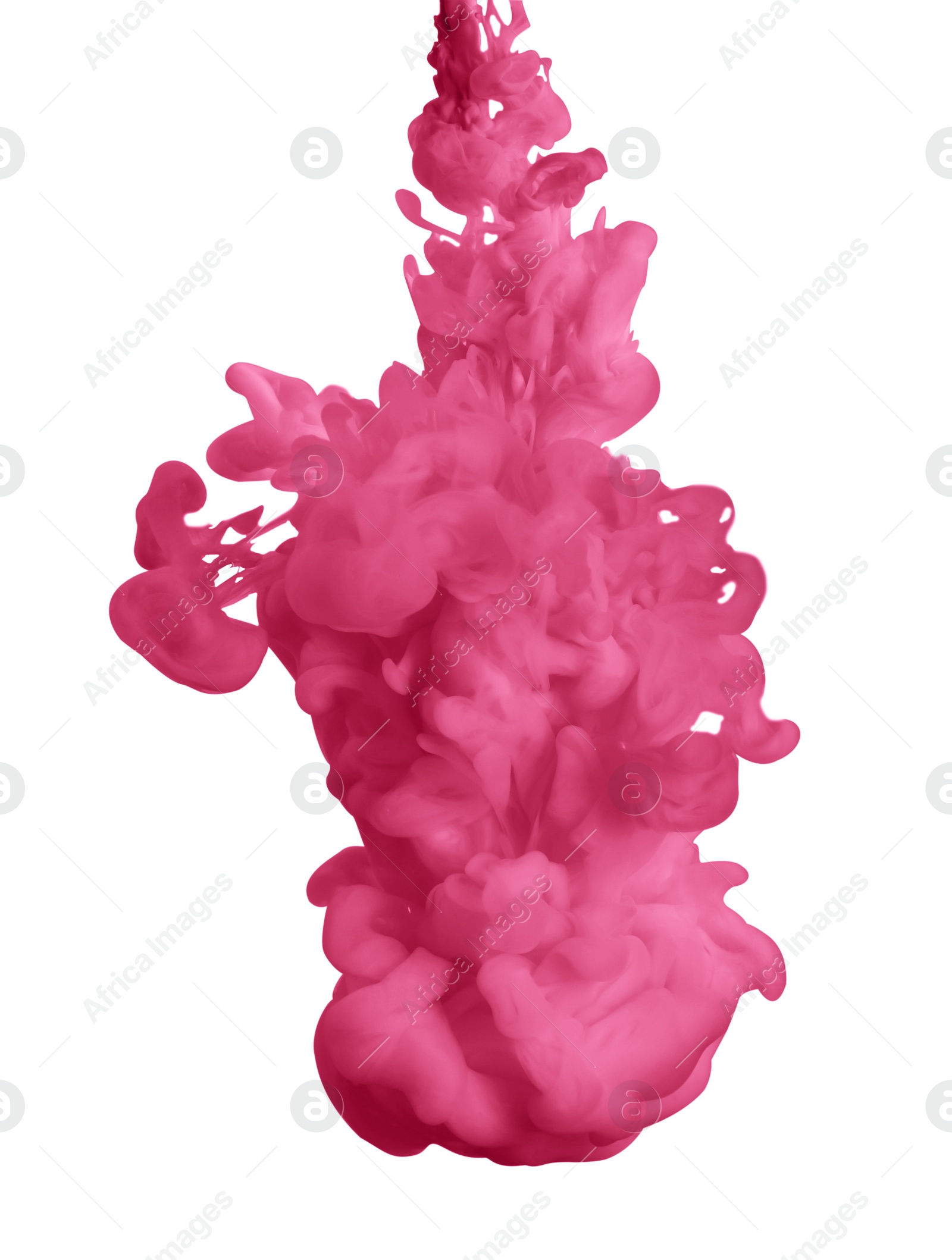 Photo of Splash of pink ink on white background