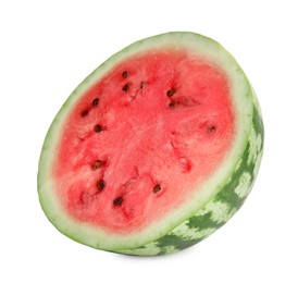 Photo of Half of delicious ripe watermelon isolated on white