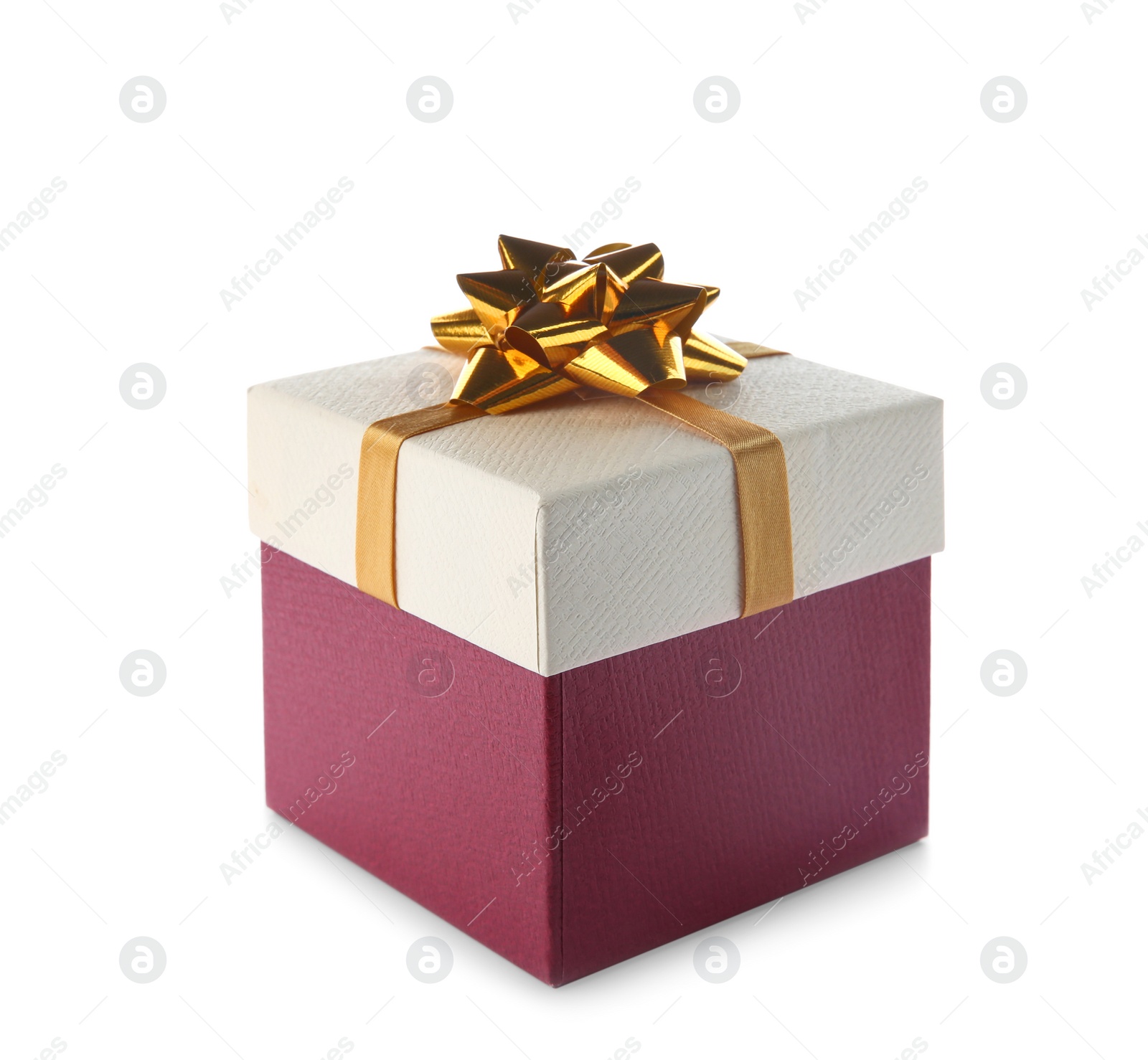 Photo of Beautiful gift box with bow on white background