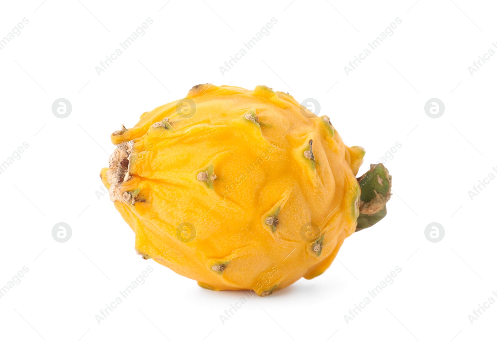 Photo of Delicious yellow dragon fruit (pitahaya) isolated on white