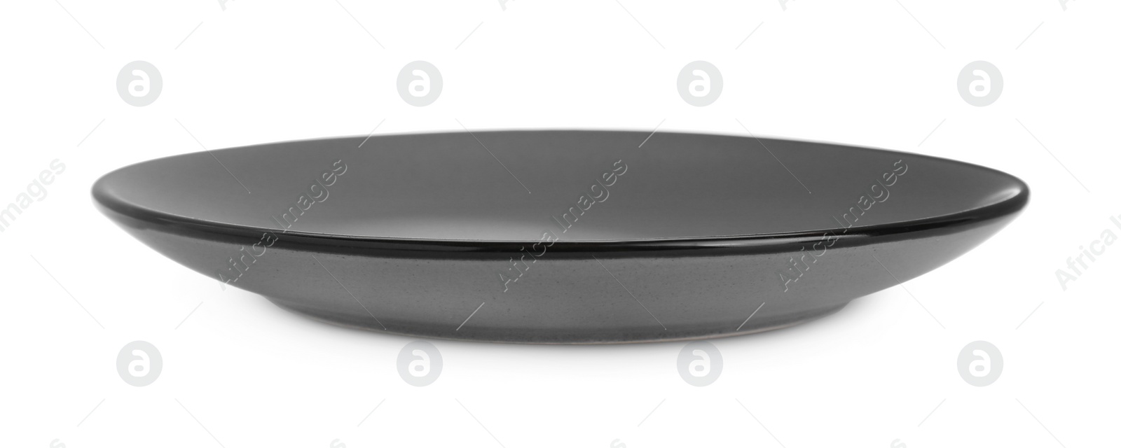 Photo of Empty gray ceramic plate isolated on white