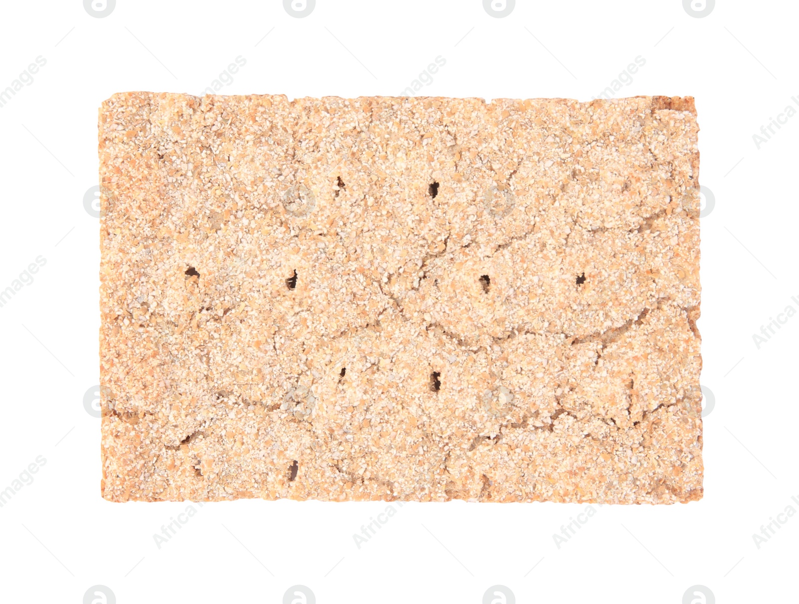 Photo of Fresh crunchy crispbread on white background, top view
