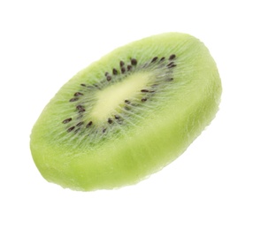 Photo of Slice of fresh kiwi on white background