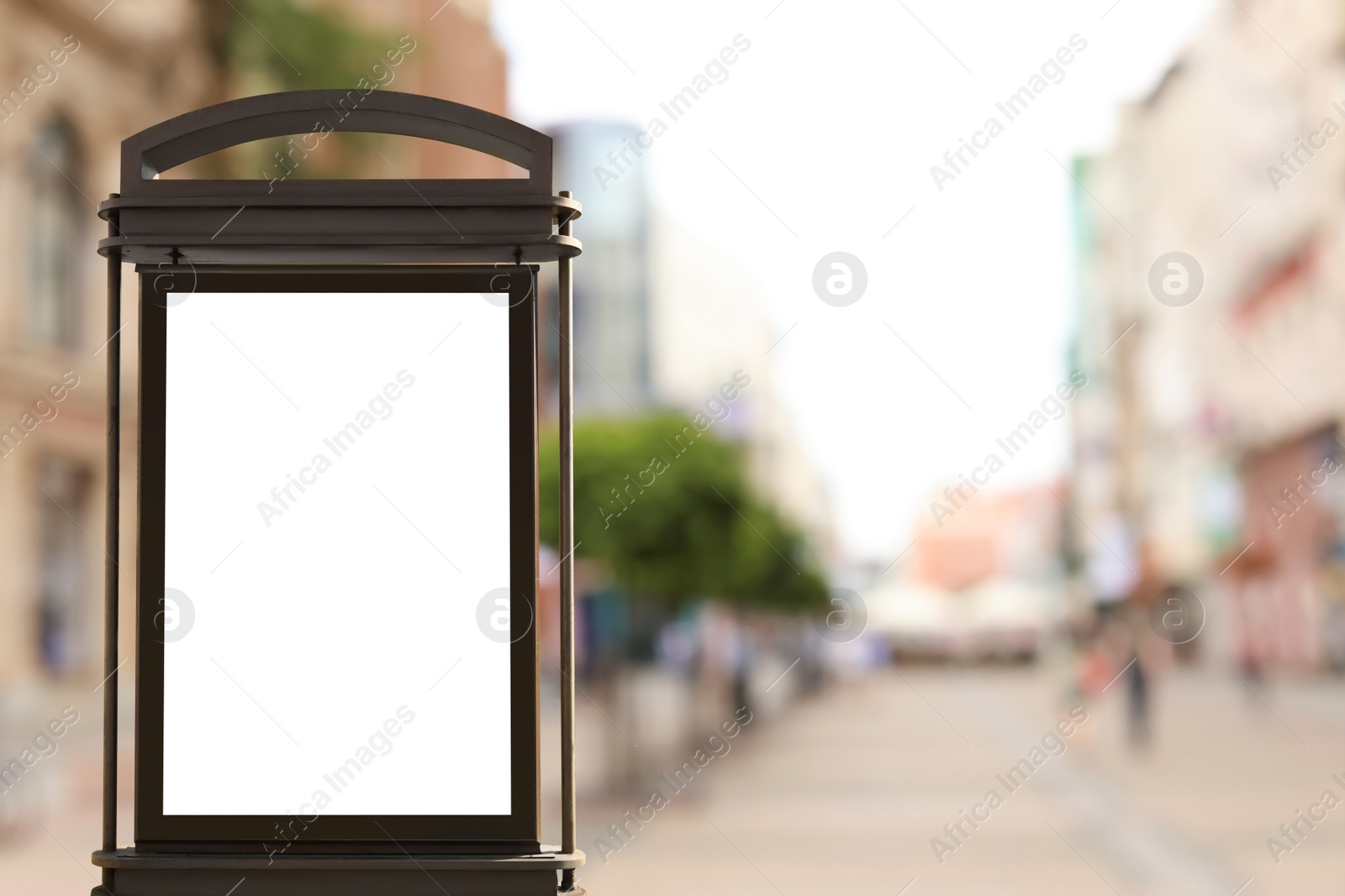 Image of Blank citylight poster on city street. Space for design