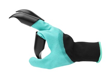 Image of One gardening glove with claws isolated on white