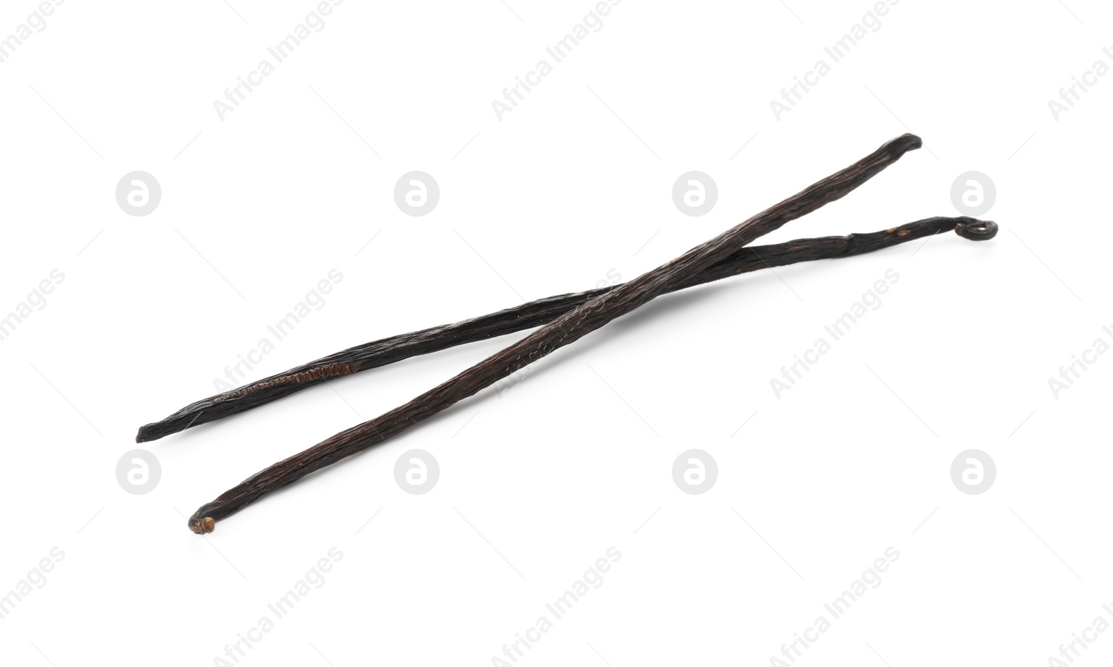 Photo of Two aromatic vanilla pods isolated on white
