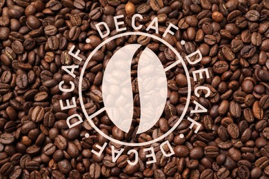 Image of Pile of decaf coffee beans as background, top view