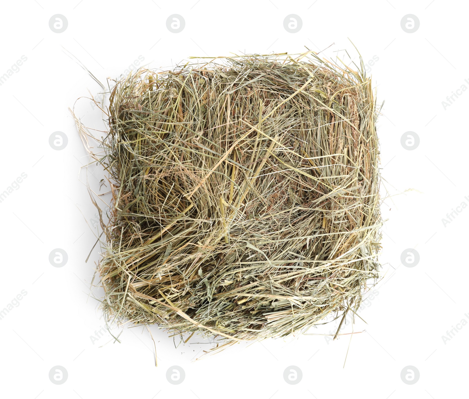 Photo of Dried hay isolated on white, top view