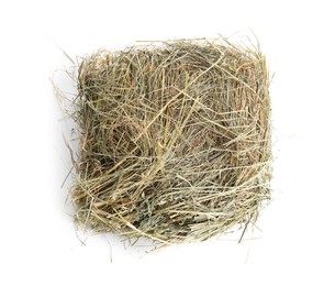 Photo of Dried hay isolated on white, top view