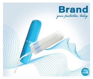 Image of Tampons on color background. Mockup for your brand 