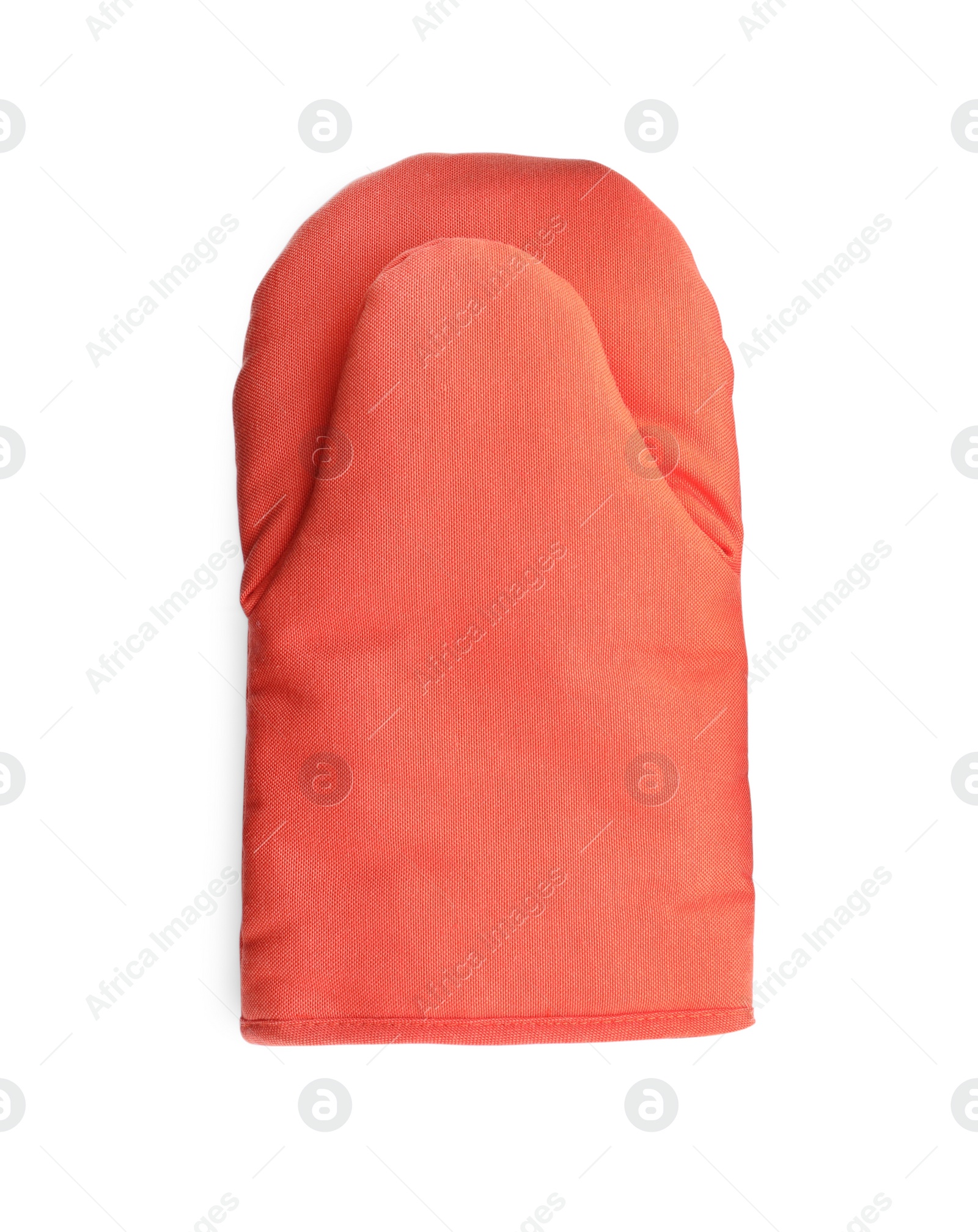 Photo of Oven glove for hot dishes isolated on white, top view