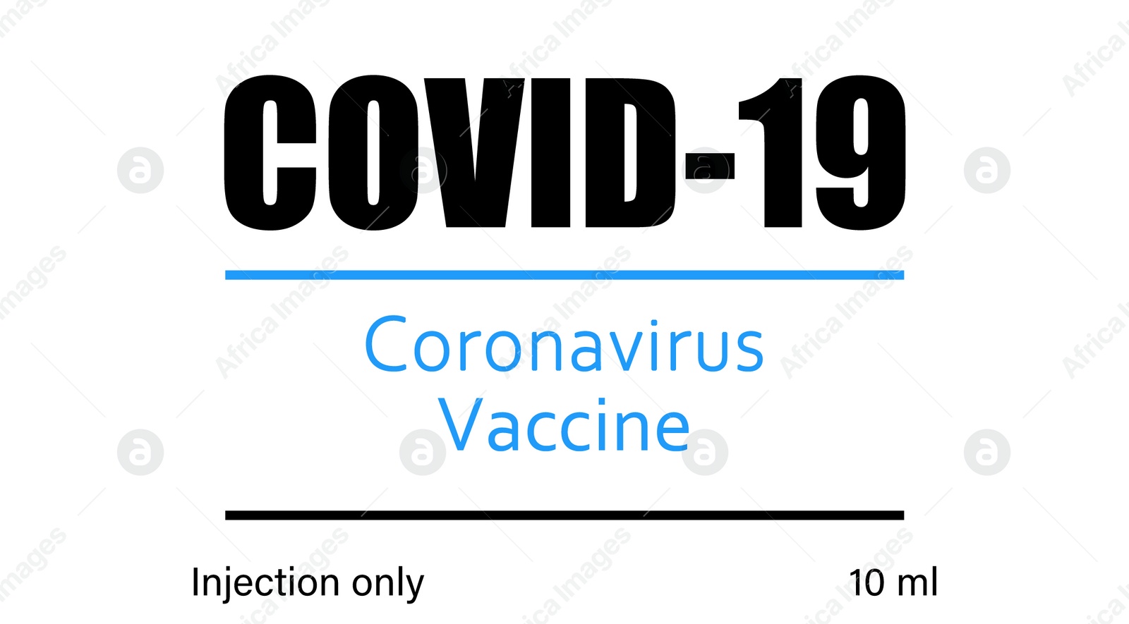 Illustration of Coronavirus vaccine label design on white background. Illustration