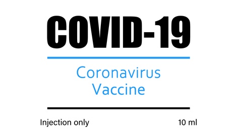 Coronavirus vaccine label design on white background. Illustration