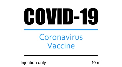 Illustration of Coronavirus vaccine label design on white background. Illustration