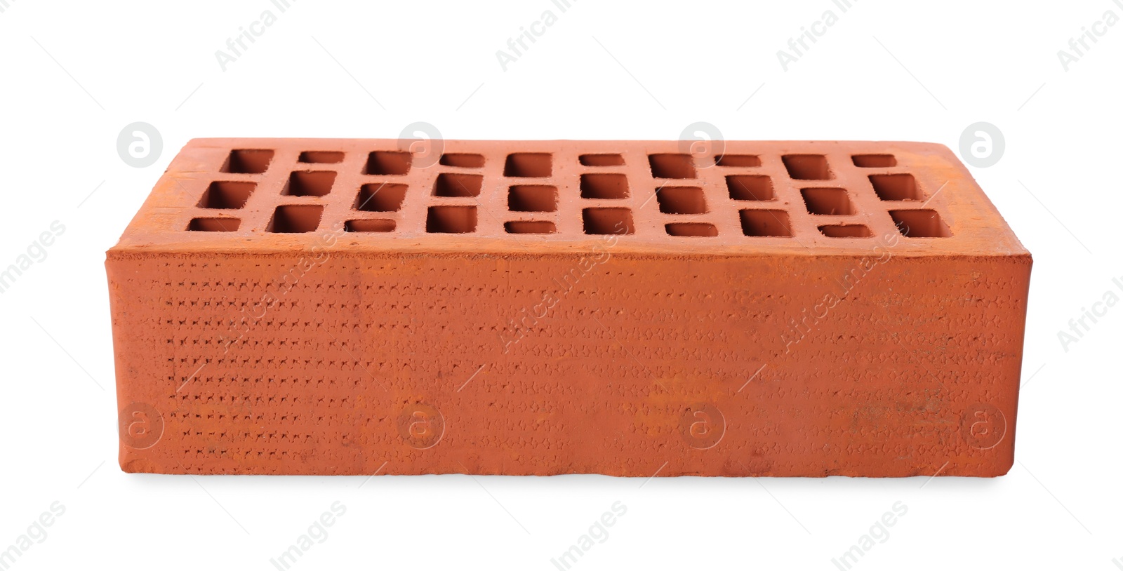 Photo of One red brick isolated on white. Building material