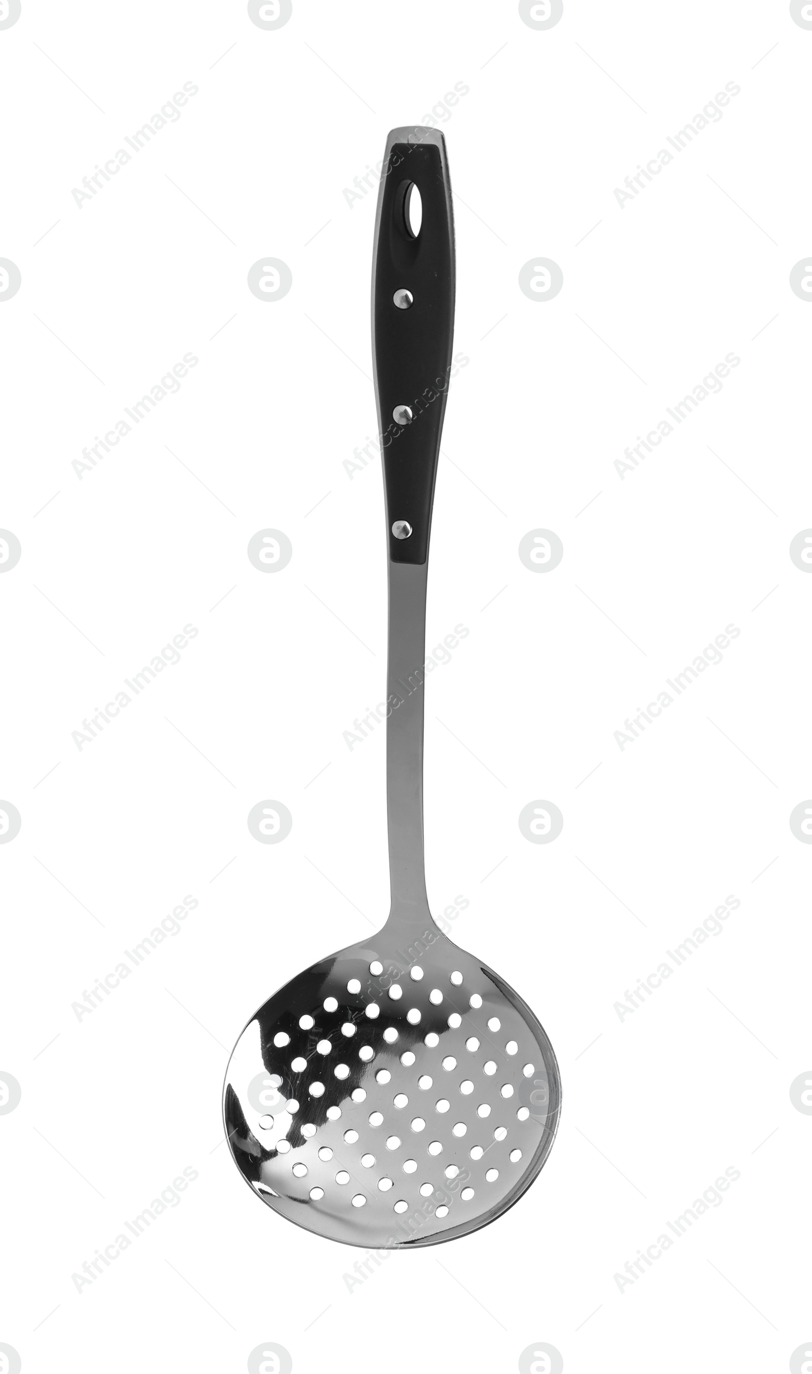 Photo of Skimmer on white background. Kitchen utensils