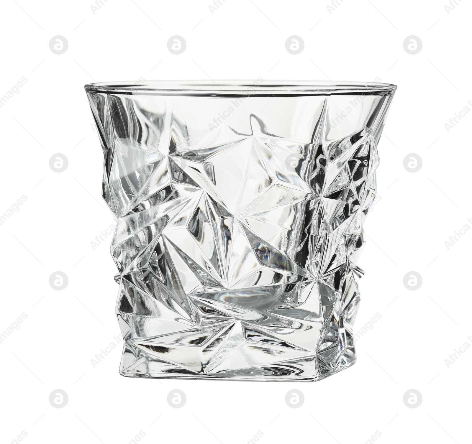 Photo of Empty glass for whiskey isolated on white