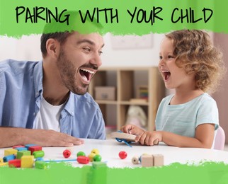 Image of Pairing With Your Child. Father and his daughter playing together at table indoors