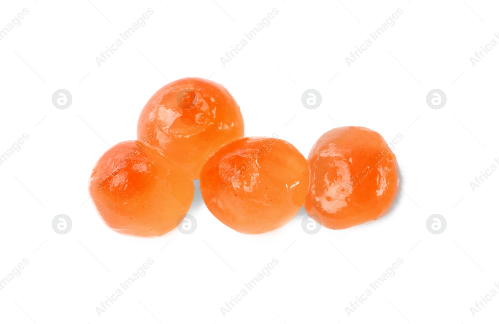 Photo of Delicious red caviar eggs isolated on white