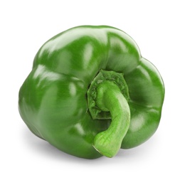 Ripe green bell pepper on white background