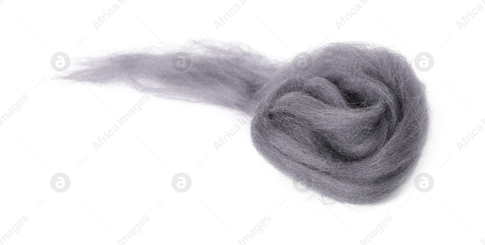 Photo of One grey felting wool isolated on white