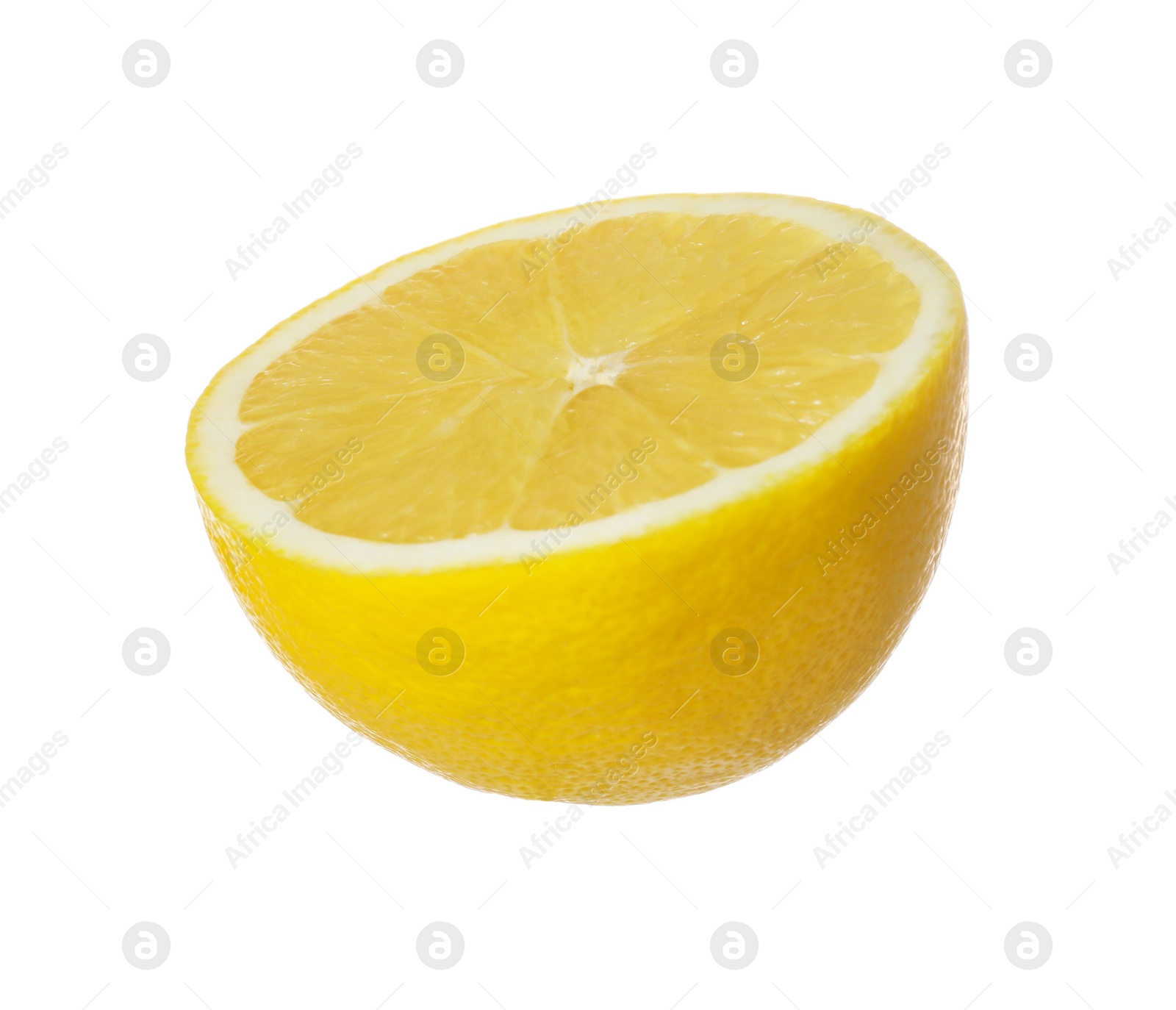 Photo of Fresh ripe lemon half isolated on white