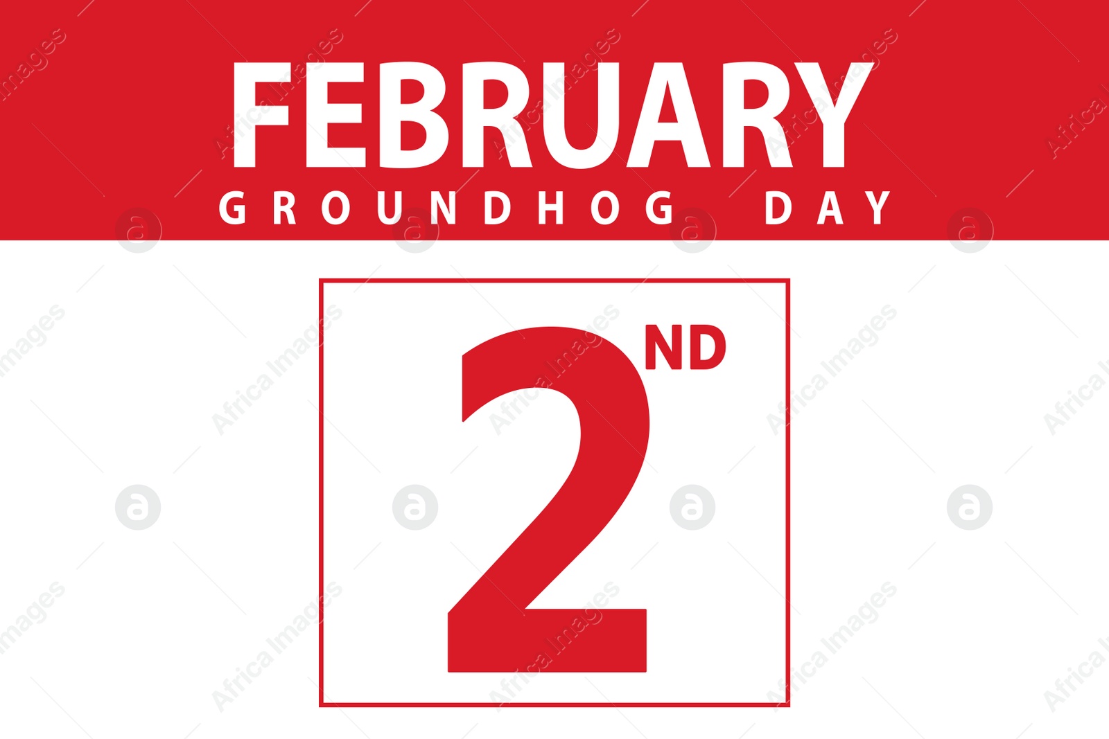 Illustration of Groundhog day, February 2nd date. Calendar sheet illustration