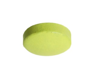 Photo of One light green pill isolated on white